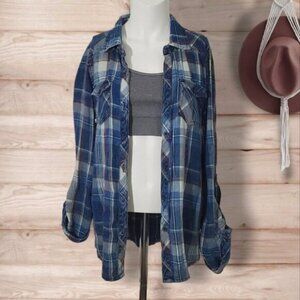 Ci Sono Plaid Collection Soft Cotton Plaid Button Down Shirt - M- Cottagecore